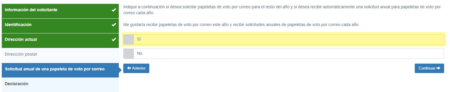 screenshot of online form highlighting annual ballot section
