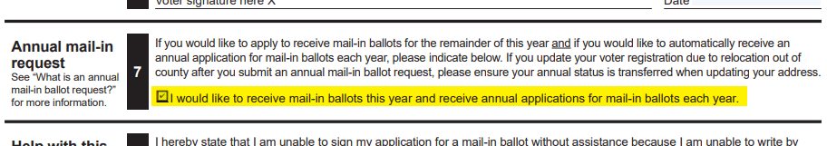 screenshot of paper form highlighting annual ballot section